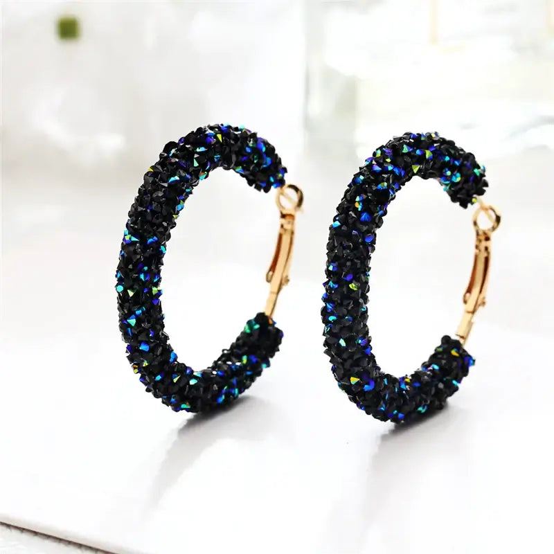 Fashion Crystal Hoop Earrings for Women - Elegant Rhinestone Jewelry