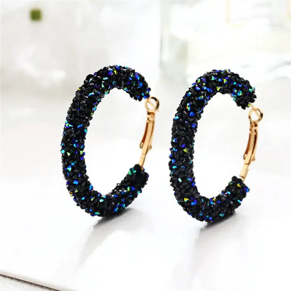 Fashion Crystal Hoop Earrings for Women - Elegant Rhinestone Jewelry