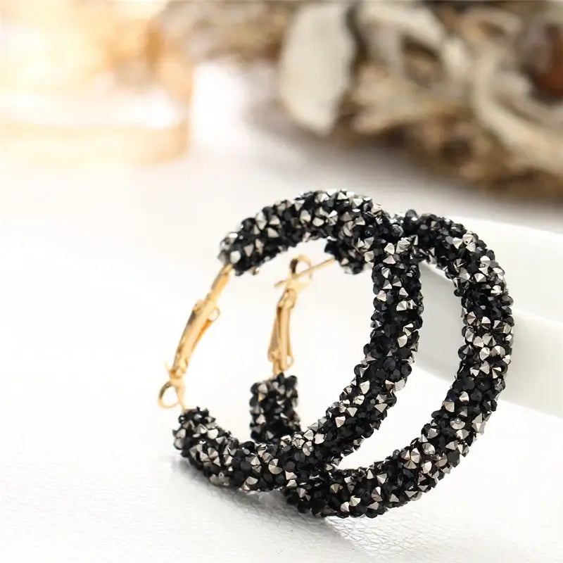 Fashion Crystal Hoop Earrings for Women - Elegant Rhinestone Jewelry