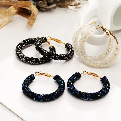 Fashion Crystal Hoop Earrings for Women - Elegant Rhinestone Jewelry