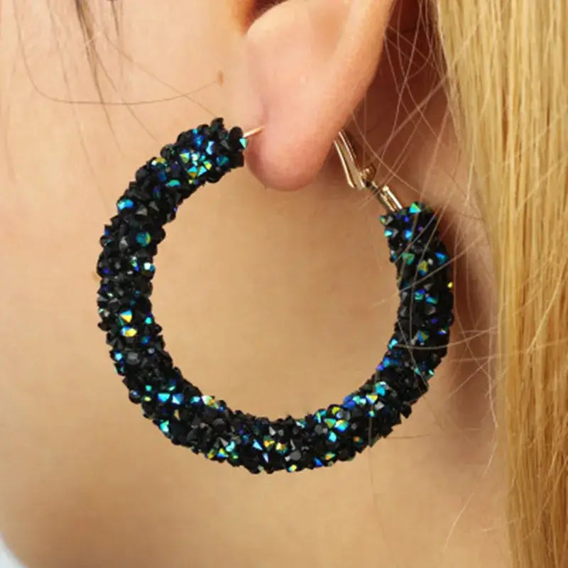 Fashion Crystal Hoop Earrings for Women - Elegant Rhinestone Jewelry