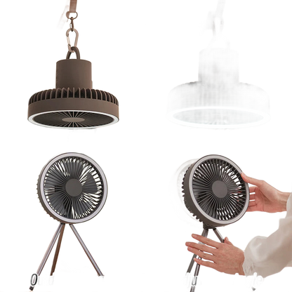 Rechargeable Portable Camping Fan with 10000mAh Power Bank and LED Light