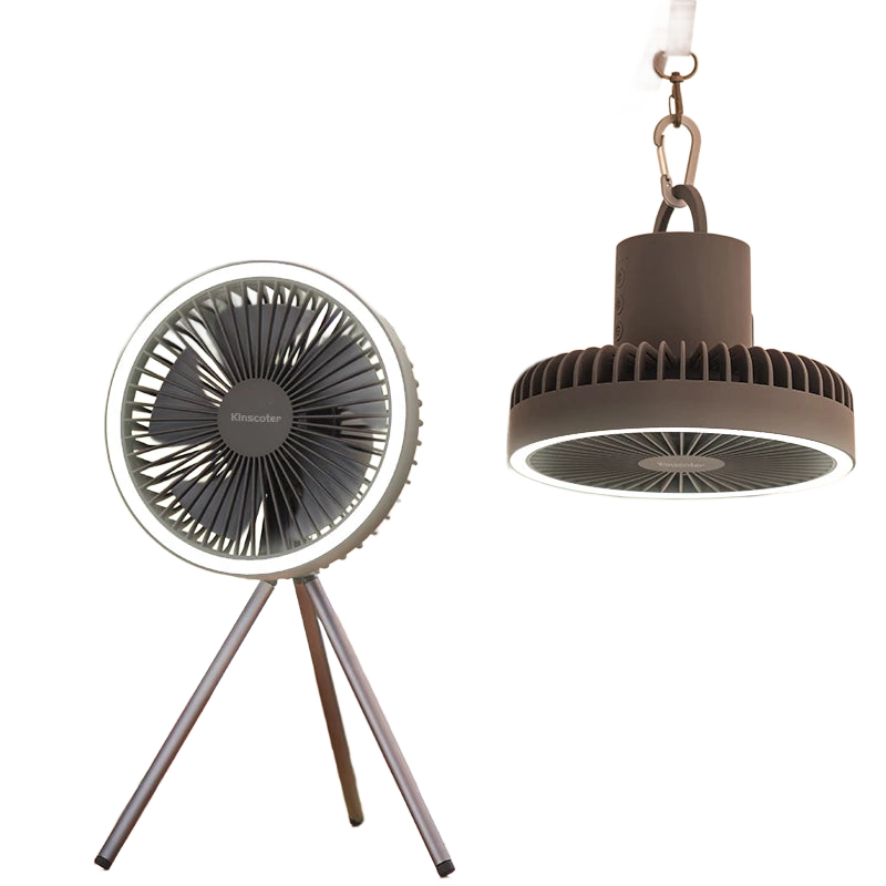 Rechargeable Portable Camping Fan with 10000mAh Power Bank and LED Light