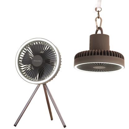 Rechargeable Portable Camping Fan with 10000mAh Power Bank and LED Light