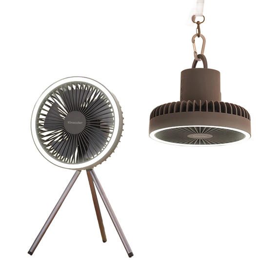 Rechargeable Portable Camping Fan with 10000mAh Power Bank and LED Light