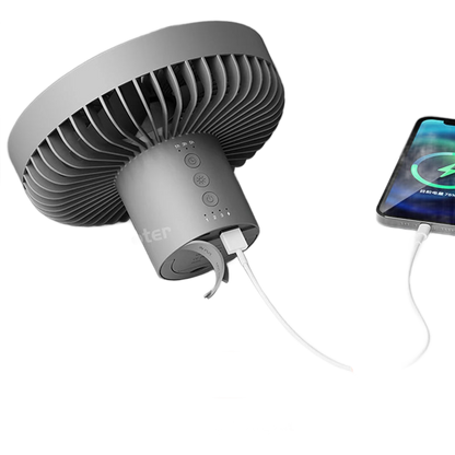 Rechargeable Portable Camping Fan with 10000mAh Power Bank and LED Light